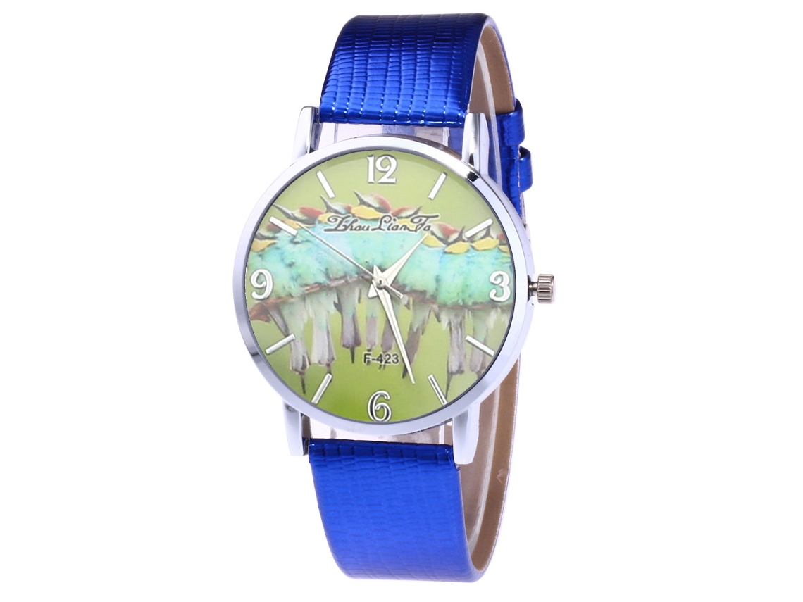Reloj De Pareja De Aleación Moda Dial Redondo Analógico De Cuarzo Azul