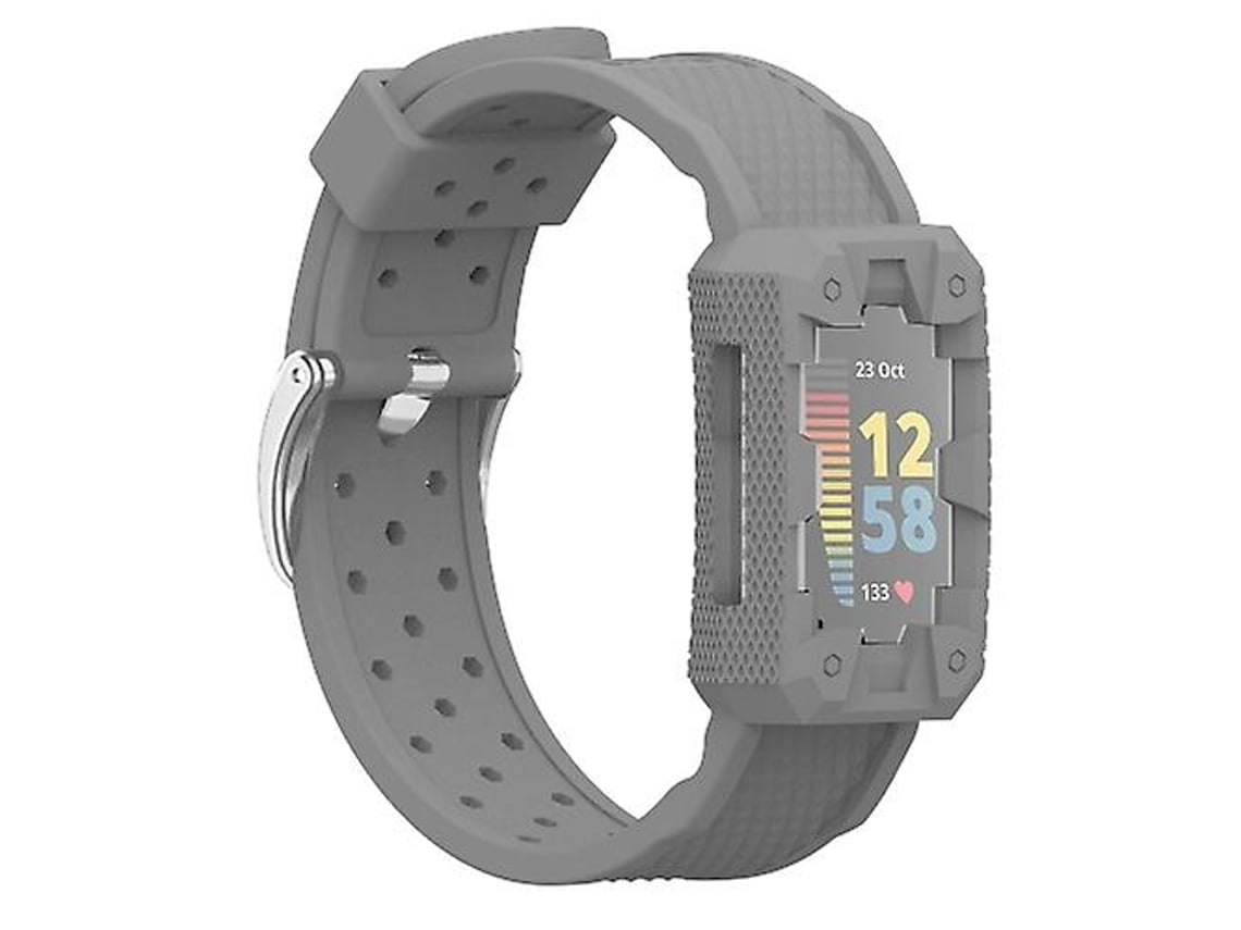Lurelia Pulseira De Silicone Integrada Cinza, Compatível Com Fitbit Charge 5