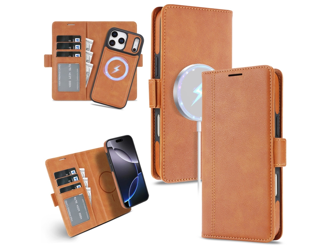Capa Para Iphone 17 Pro Max Slot Cartão Bolso Cartão Suporte Castanho Czhhmart