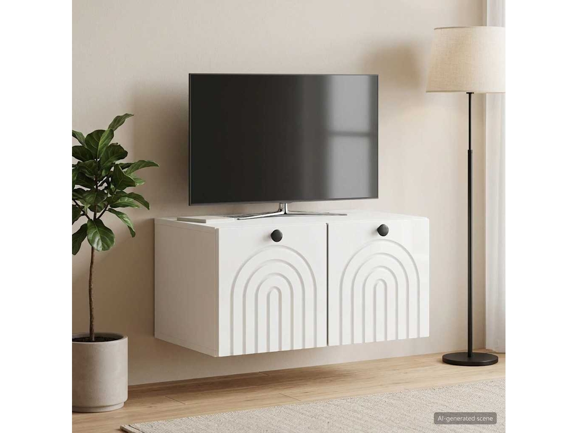 Vidaxl Gabinete De Tv De Parede Branco Brilhante 59,5 X 41 X 30 Cm