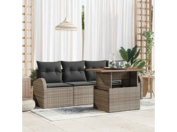 Vidaxl Conjunto de Sofá de Jardim 5 Pcs Cinzeto Rattan Sintético