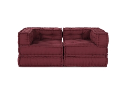 Vidaxl Unidade De Sofá Modular 2 Pcs Maroons 140 X 70 X 56 Cm Tecido