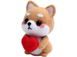 Kit De Feltragem Com Agulha De Lã "faça Você Mesmo" Para Artesanato Com Uma Estatueta De Cachorro Akita.