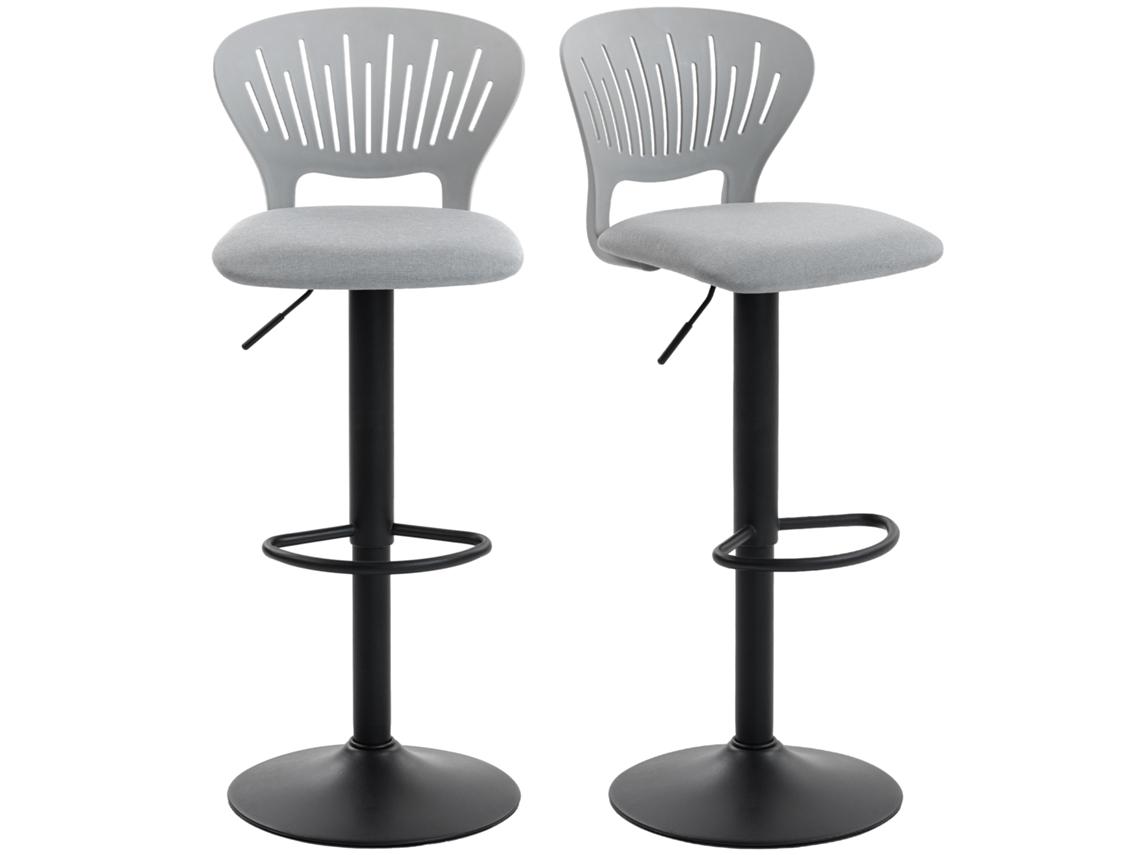Bancos de Bar Linho Sintético, Metal Cor Cinzento 40.5x43x105 cm Homcom