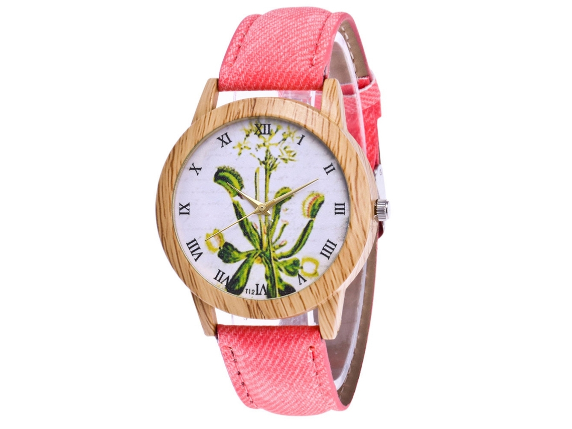 Relógio de Pareja Casual de Quartzo com Pulseira de Denim Cor Rosa Zhoulianfa