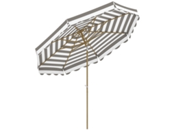 Grande ombrellone con protezione uv 50+ telo regolabile per giardino patio e terrazzo Ø2.68x2.37 m righe grigie e bianche ZENCORE SERVICES