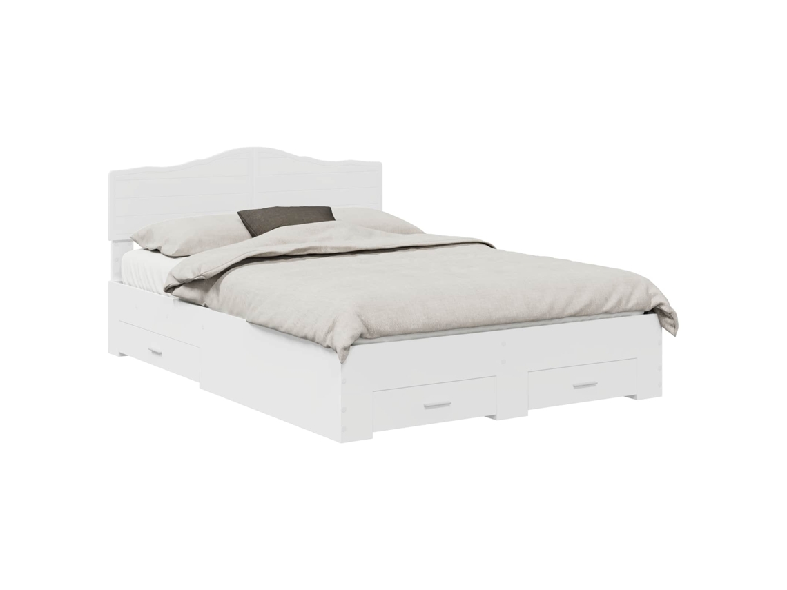 Estrutura da Cama Branco 140x190 cm Madeira Processada MAISON EXCLUSIVE