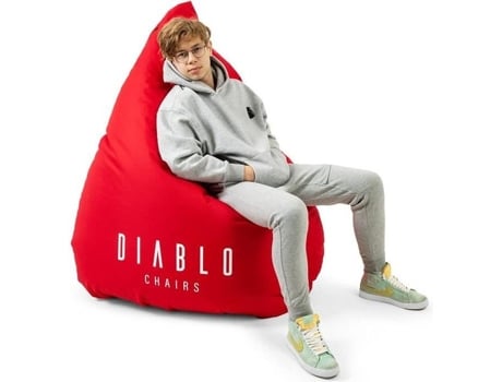 Pouf Poire Gaming Xxl Beanbag Pouf Com Enchimento Para Adultos Com Pérolas Eps Poliéster 110 Cm X 100 Cm Diablo (vermelho)
