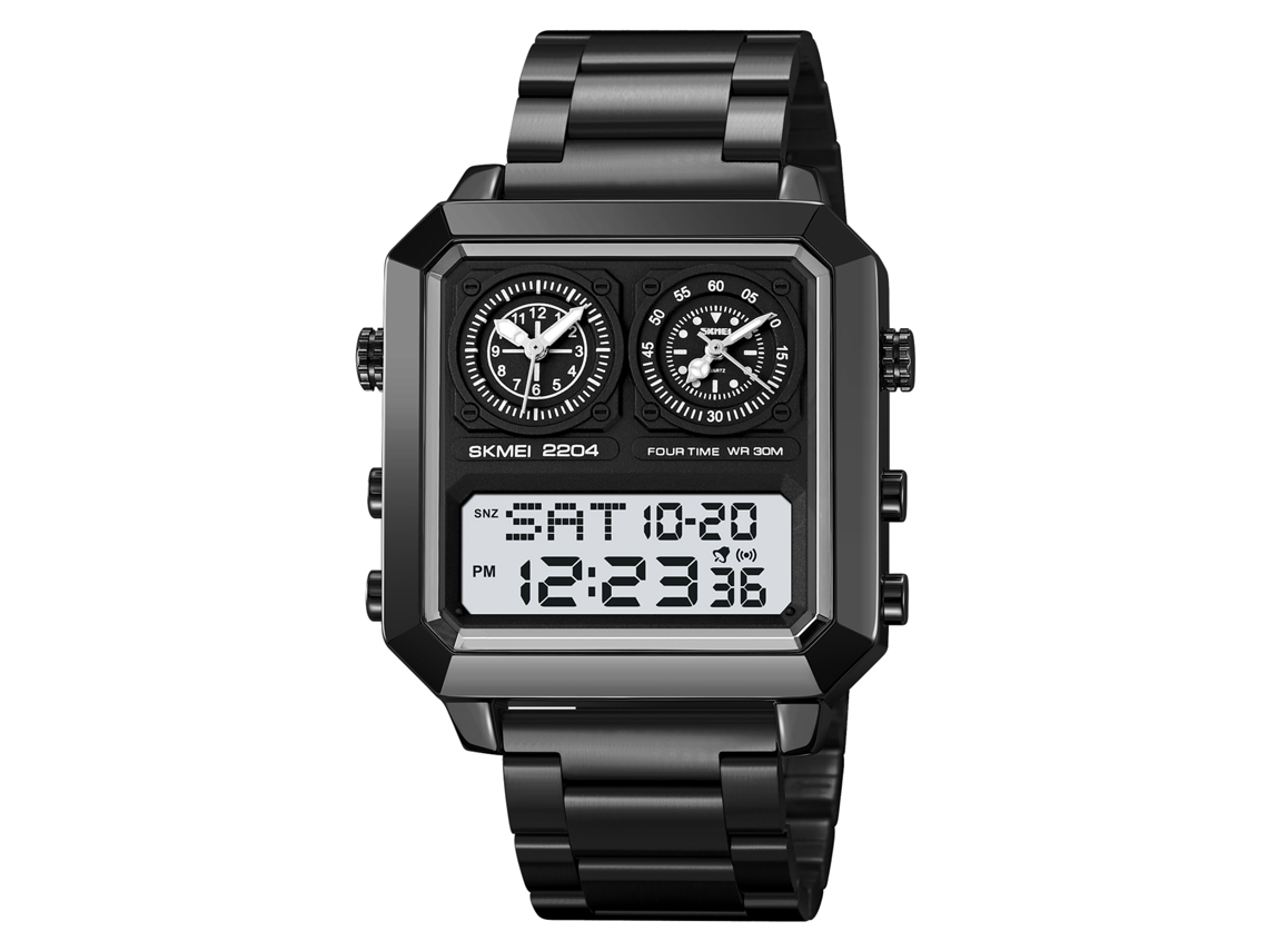 Reloj Hombre Deportivo Multifunción Dual Display Resistente Al Agua Cronógrafo Luminoso