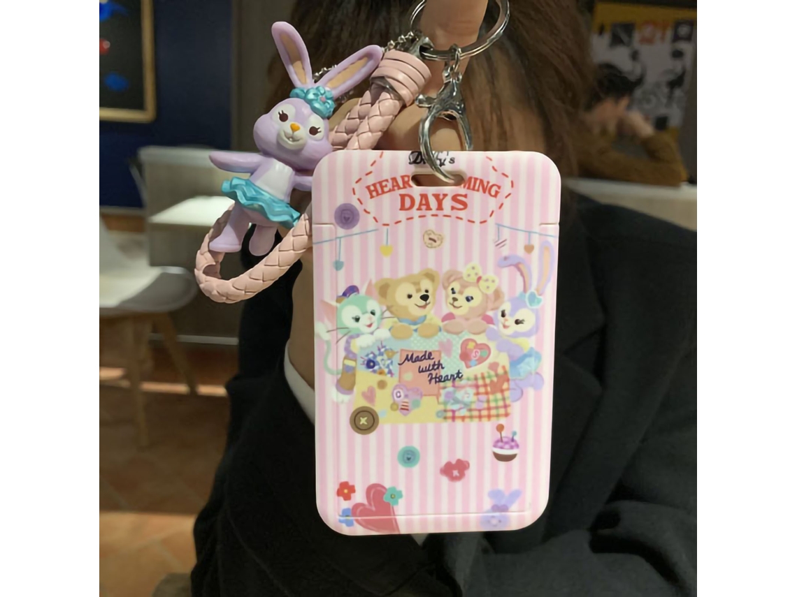 Funda De Tarjeta De Autobús Reforzada Resistente A Caídas Con Conejo Cartoony Y Llavero Para Estudiantes Y Profesores