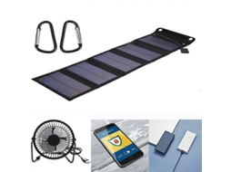 Carregador Solar Portátil Para Áreas Externas De 15 W, 5 Painéis Solares Dobráveis, Carregador Usb Para Celular, Preto Olysi Shop