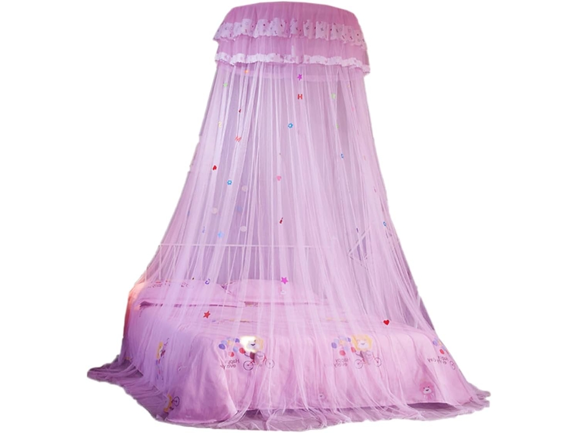 Mosquiteiro Redondo De Renda Para Cama, Rosa, Ideal Para Casa E Hotel