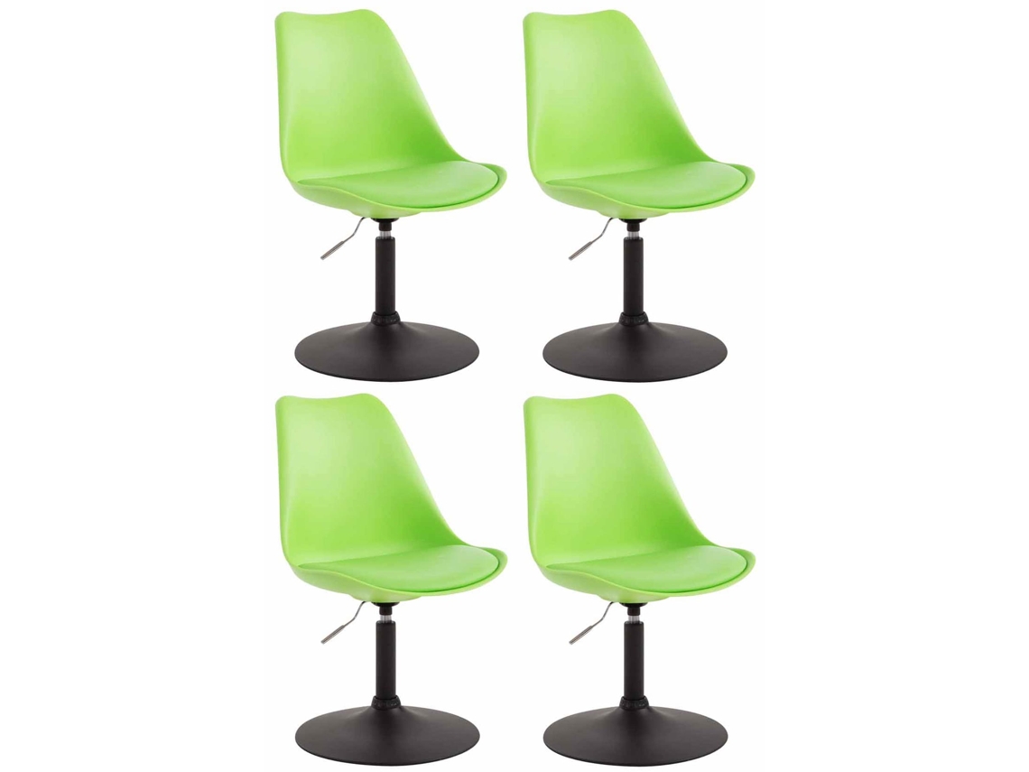 Conjunto de 4 cadeiras de jantar em plástico Maverick verde/preto CLP