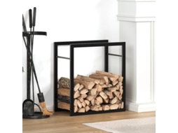 Vidaxl Suporte Para Lenha 50x28x56 Cm Aço Preto Mate