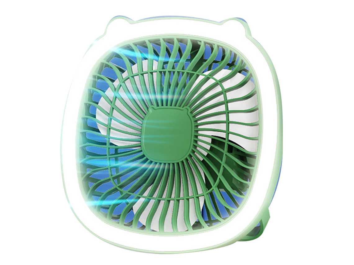 Ventilador de Mesa Usb Recarregável Luz Verde