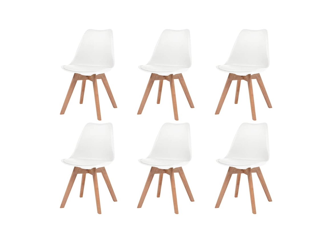 Vidaxl Cadeiras De Jantar 6 Pcs Plástico Branco