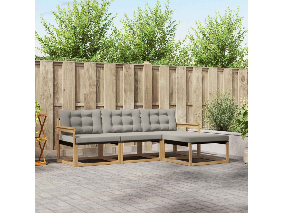 Vidaxl Conjunto De Sofás Para Exterior 4 Unid. Branco E Cinzento-claro