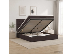 Vidaxl Cama Ottoman Com Colchão E Led Marrom Escuro 140 X 200 Cm