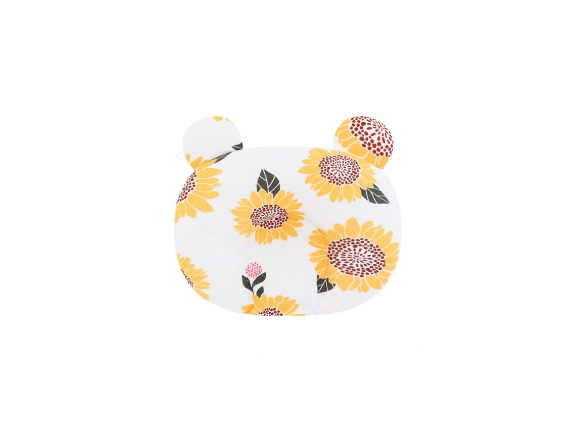 Travesseiro Bebê De Algodão Puro Com Orelhas De Urso, Fofo Redondo Em Forma De Cabeça, Calmante, 25cm De Largura X 18cm De Altura