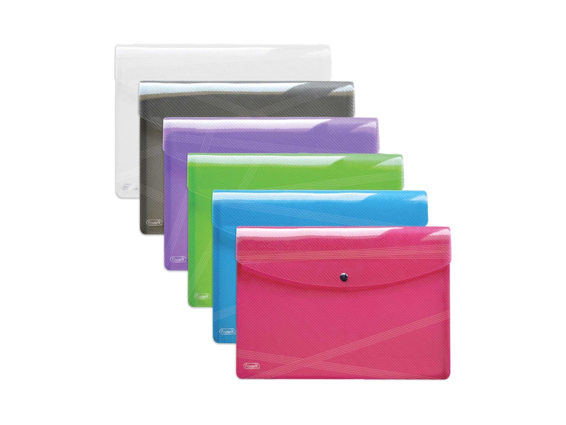 Pasta Favorit 400135689 Polipropileno (PP) Azul, Verde, Cinza, Roxo, Vermelho, Transparente A4