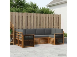 Vidaxl Conjunto De Sofás Para Exterior 5 Unid. Natural E Antracite