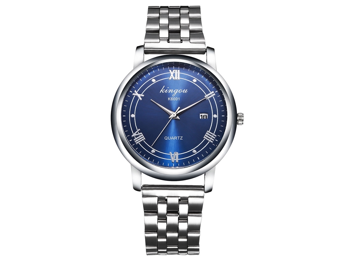 Relógio masculino de quartzo com pulseira de aço resistente à água, estilo clássico para negócios.