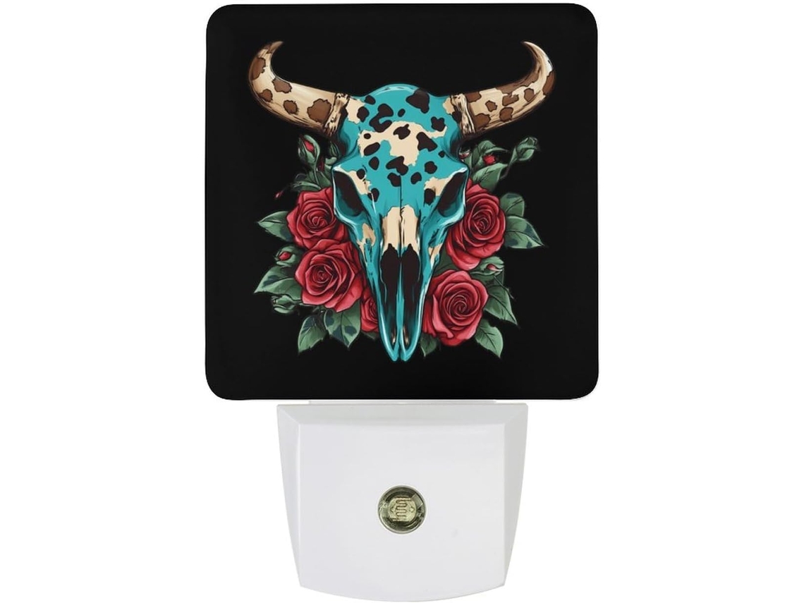 Rose Bull Luminária Noturna Com Design De Caveira E Led Twilight Sensor