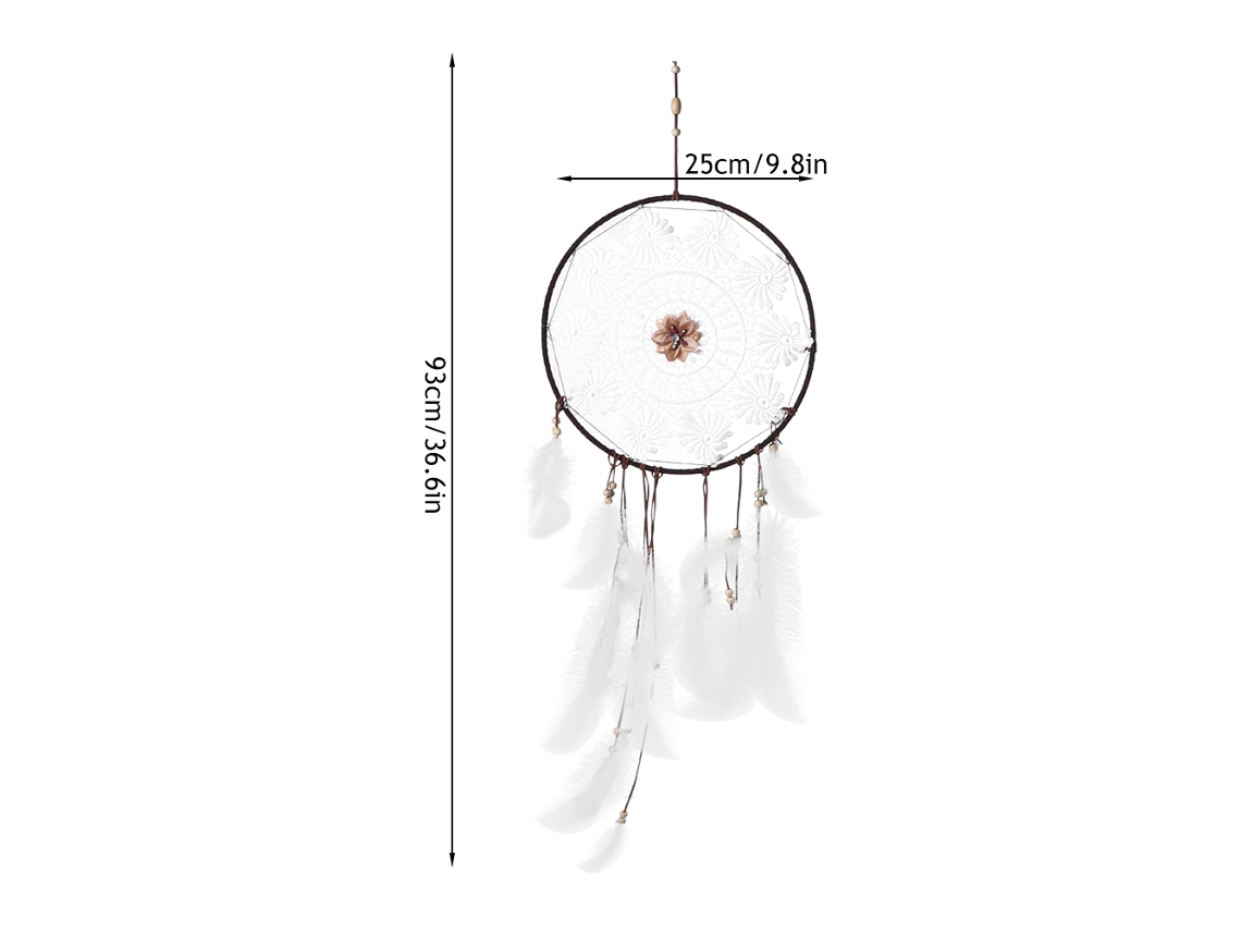 Eoocoo Indian Dreamcatcher Pendant (large Size, White Feather)