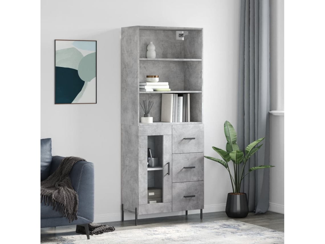 Armario alto 69,5x34x180 cm Derivados de madera Gris Cemento