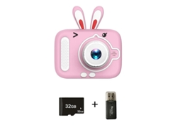 Câmera infantil Yizhood com câmeras duplas frontal e traseira HD de 2000 W e pixel de 32 G (coelhinho rosa)