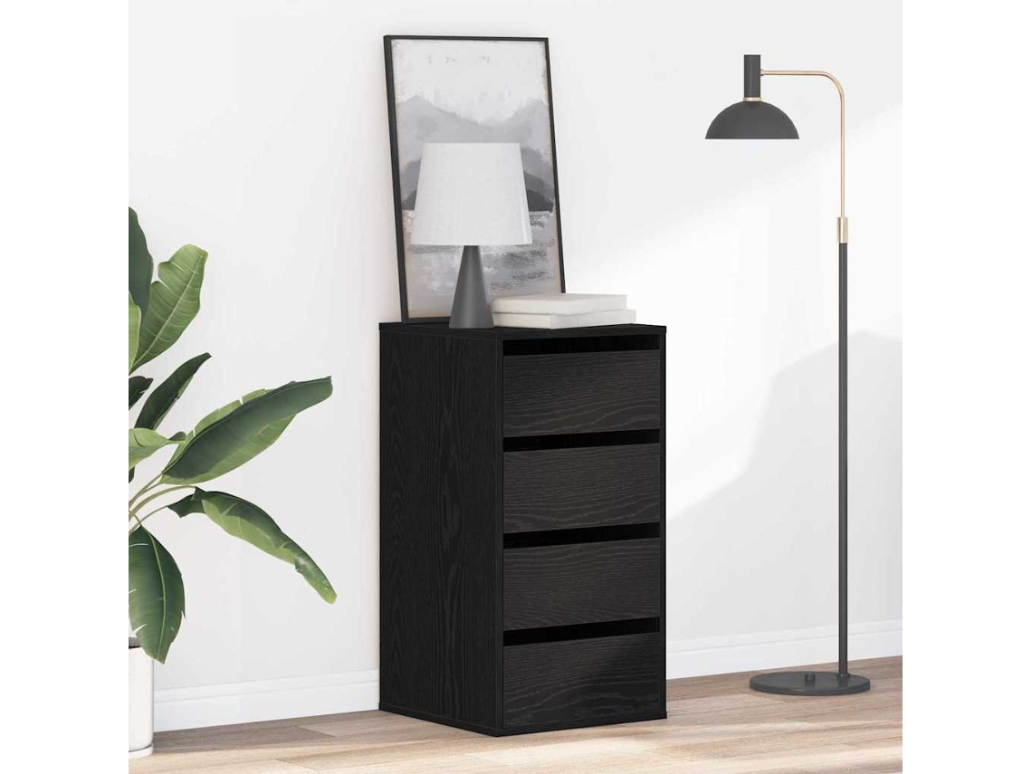Vidaxl Gabinete De Gavetas 3-gaveta Preto 40 X 41 X 76 Cm