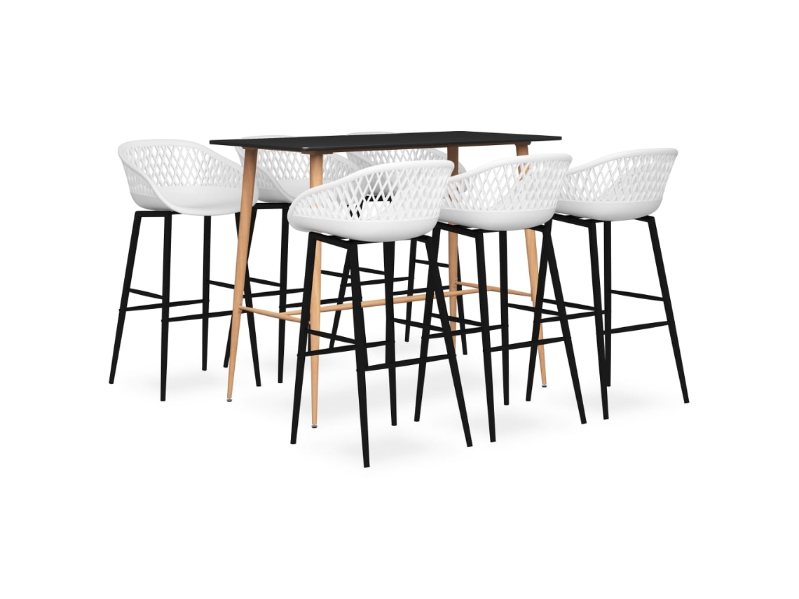 Vidaxl 7 Pcs Conjunto De Bar Preto E Branco