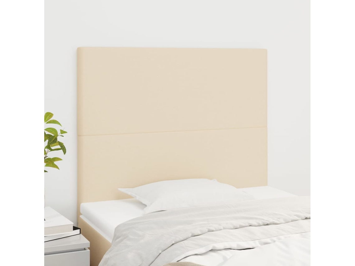 Vidaxl Cabeceira Creme 100x5x118/128 Cm Tecido