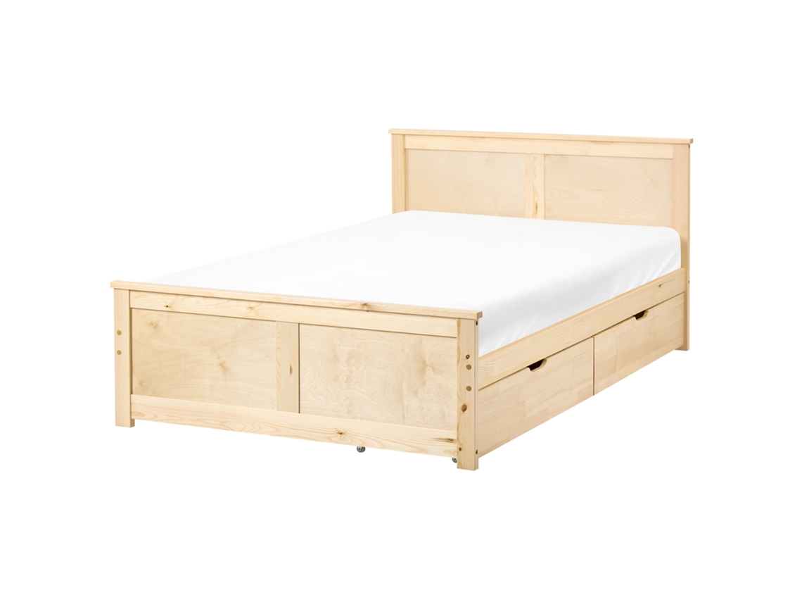 Cama Con 2 Cajones Beliani Dauphin De Madera De Pino Marrón 129x206x82