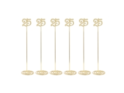 6pcs Números de Mesa de Metal Antirroto Con Base para Banquete Boda Fiesta Recepción Número 25
