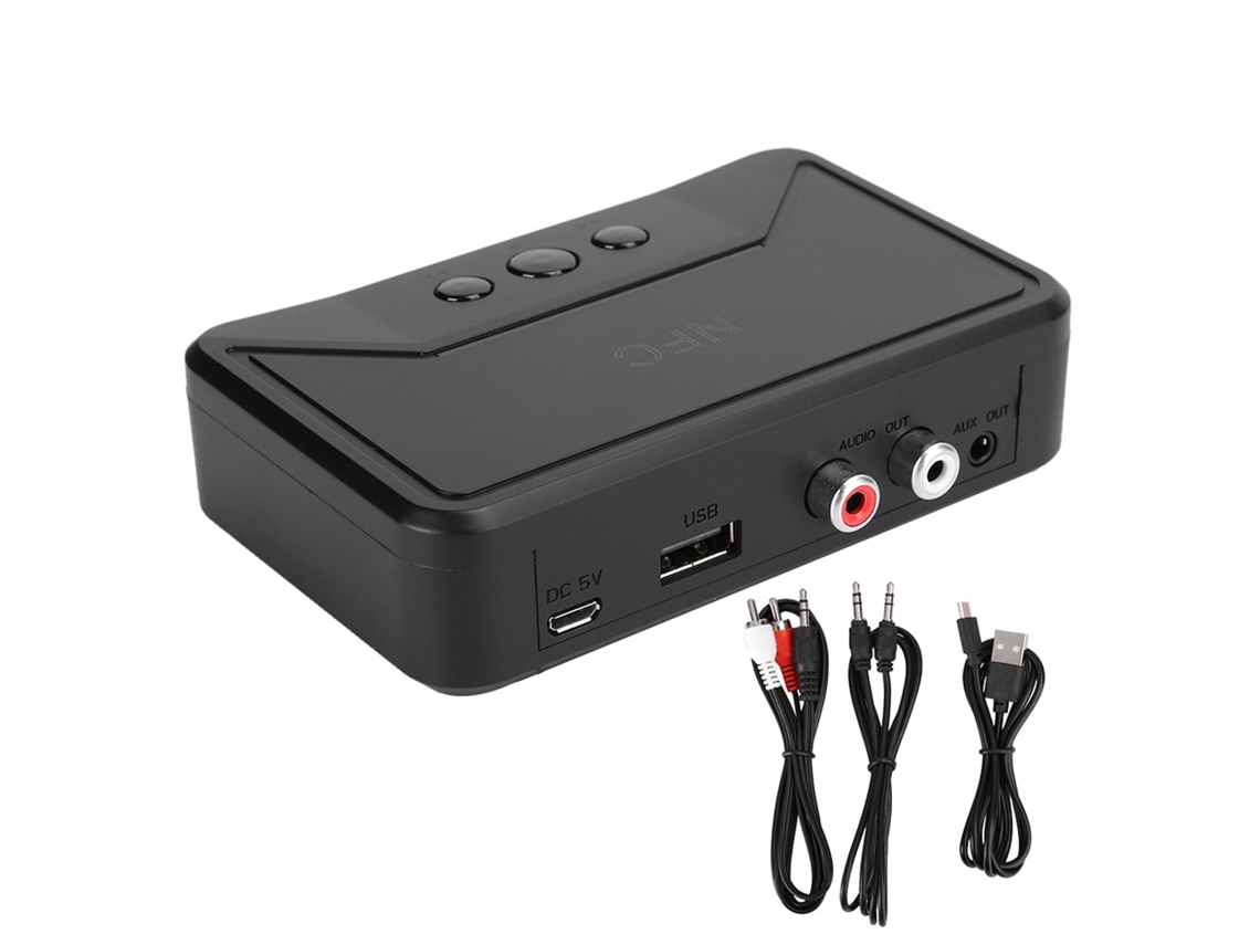 Receptor usb inalámbrico bluetooth 5.0 nfc para altavoces de escritorio, audio plug and play, negro