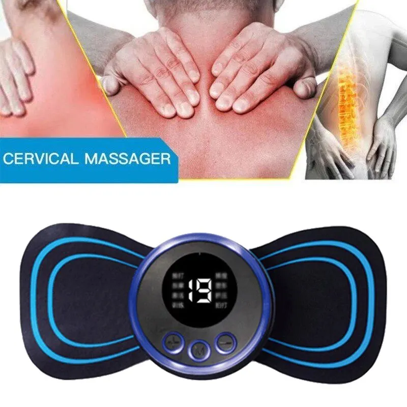 Mini Massageador Cervical Eletrônico Para As Costas Com Ajuste De Pulso, Visor Digital E Alívio Da Dor Muscular ~00670