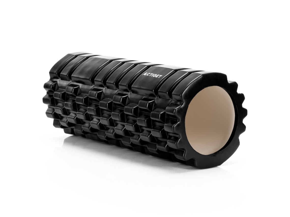 Rolo Fitness para Massagem Corporal com Saliências Dureza Média Preto SPRINGOS