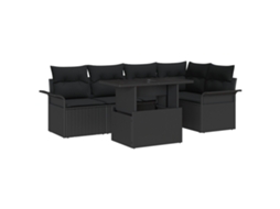 Conjunto 6 Conjunto De Sofá De Jardim Vidaxl Preto Vime Pe (100 X 55 X 73 Cm)