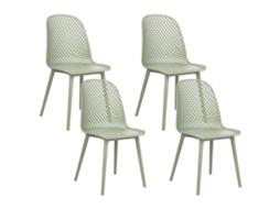 Conjunto De 4 Cadeiras Minimalistas	 BELIANI Emory De Material Sintético Verde Claro 45x52x81