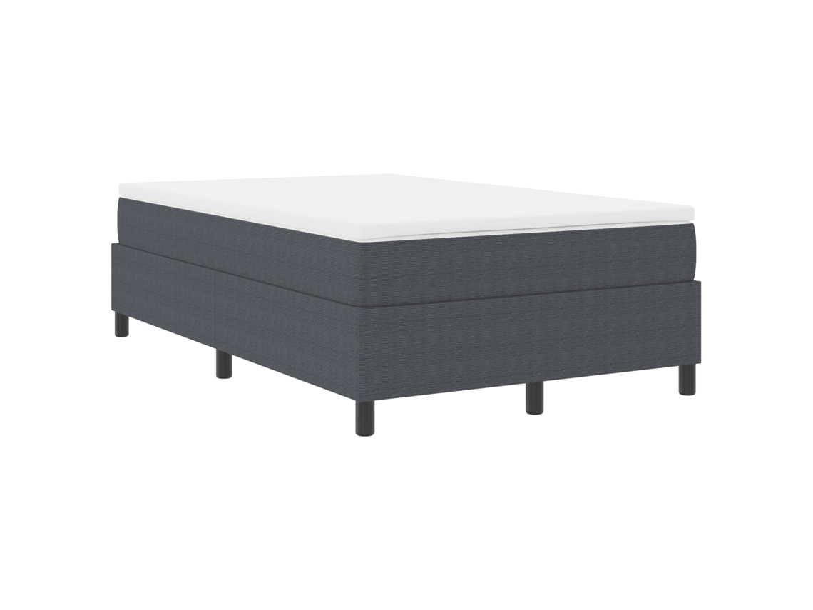 Cama Box Spring Com Colchão Cinza Escuro Tecido De Corduroy Vidaxl Grey Fabric (120x200 Cm)