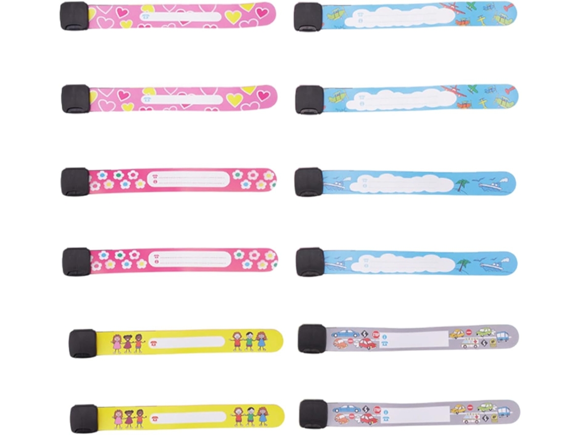 12 Pulseiras De Identificação Para Crianças, Reutilizáveis E À Prova D Água, Com Comprimento Ajustável Para Festas