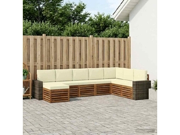 Vidaxl Conjunto De Sofás Para Exterior 8 Pcs Natural E Creme