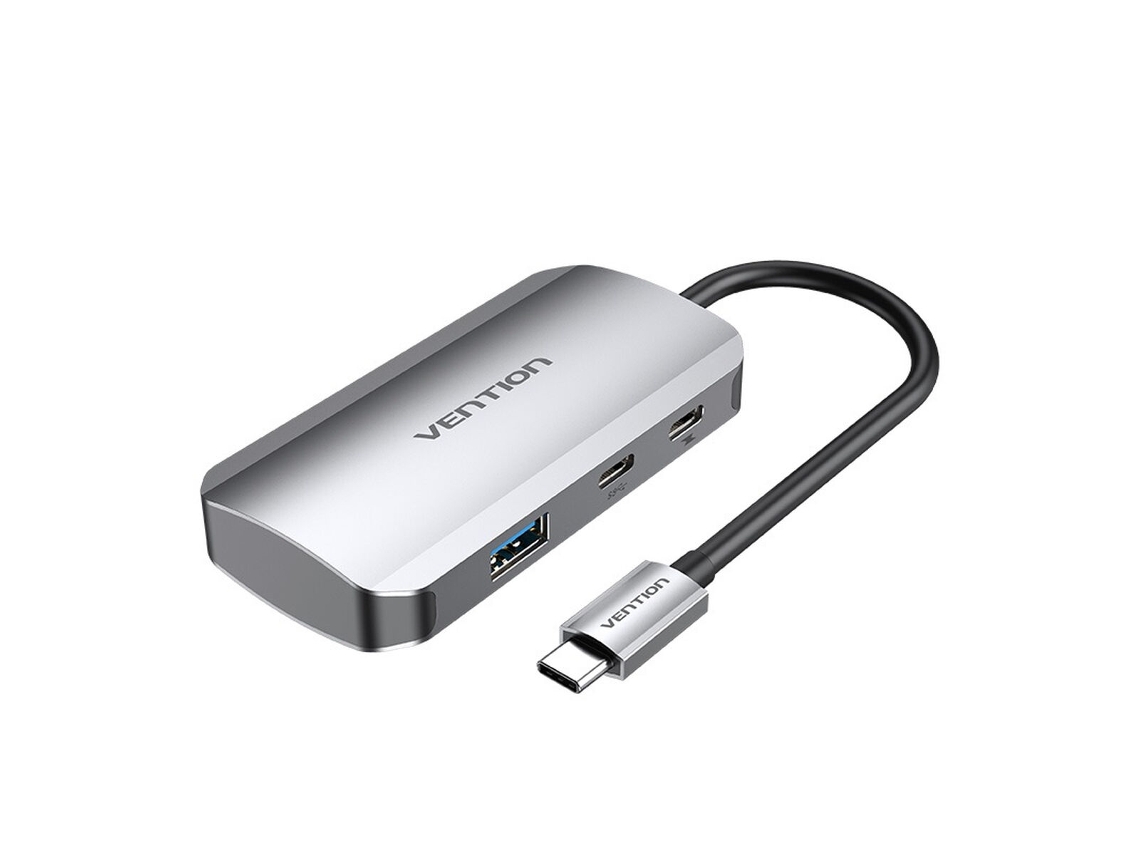 Hub USB VENTION TNDHB (Cinzento - USB-C - USB-C 3.2 Gen 1 (3.1 Gen 1) x 2 - USB-A 3.2 - USB x 3)