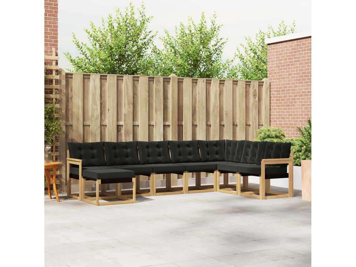Vidaxl Conjunto De Sofás Para Exterior 8 Pcs Branco E Preto