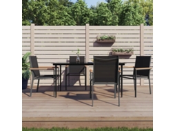 Vidaxl 5 Pcs Conjunto De Jantar Para Jardim Textilene E Aço Preto