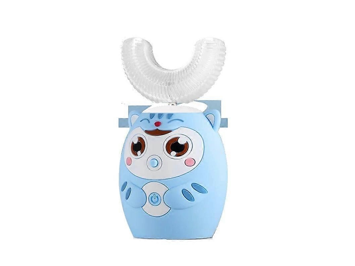 Escova de Dentes Elétrica Sônica Infantil Automática em Formato U com Ponta Silicone e Design Desenho Animado Dentes. GOKOCO