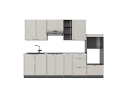 Cuisine Fame Line, 280cm, Pt Marbre, Grisbeige/anthracite, Anthracite, Vicco