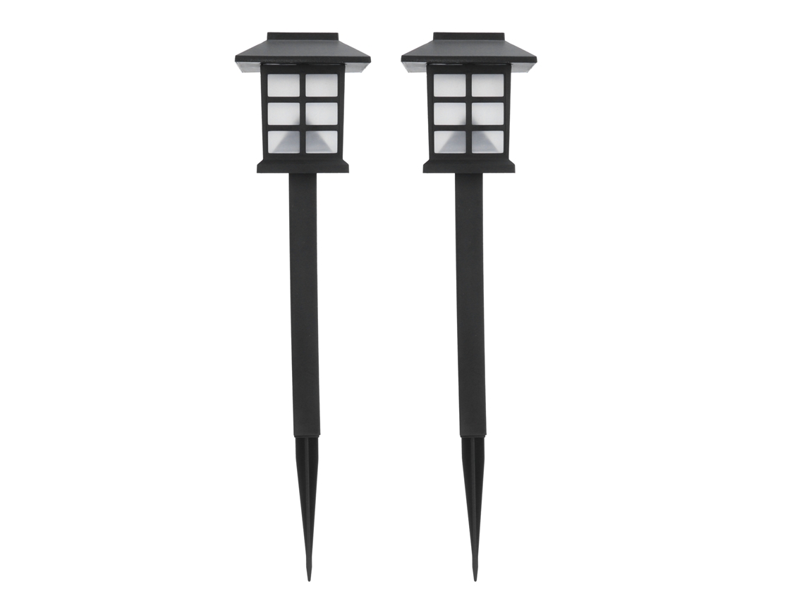 Conjunto de 2 Luminárias Solares de Led para Jardim, para Calçada e Caminho, em Formato de Casinha. CHABERLU