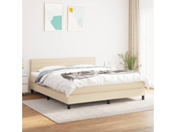 Vidaxl Cama Com Molas/colchão 160x200 Cm Tecido Cor Creme